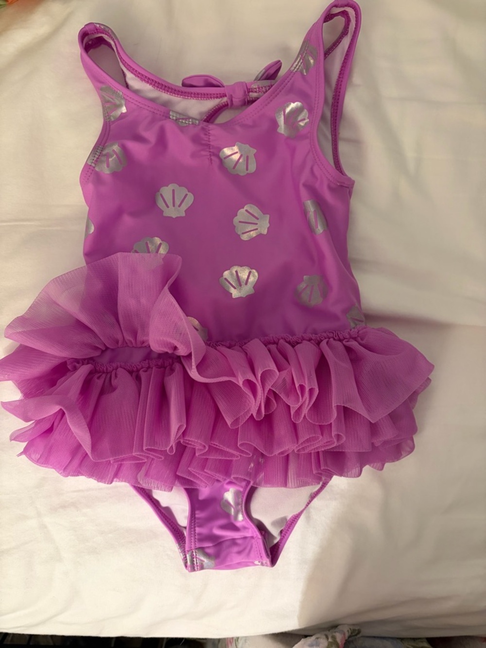 Cat & Jack 5t Bundle Purple Shell Ruffle One-Piece & Pink Heart Ruffle Bikini - Picture 2 of 3